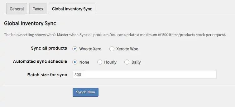 Global Inventory Sync Settings