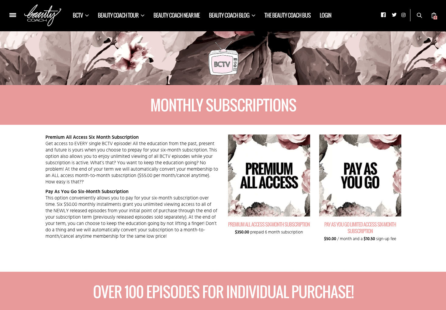 Subscriptions page